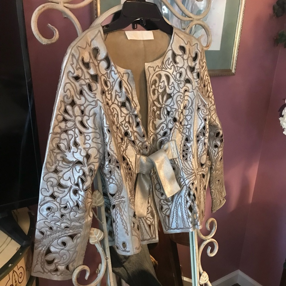 FINAL OFFER TO ALL LIKES VALENTINO DESIGNER Vintage Leather Lazer Cut Jacket.